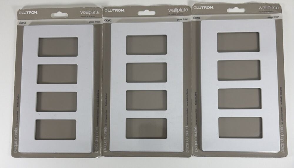 3x Lutron Claro Wall Plates Quad 4-Gang CW-4-WH White - New